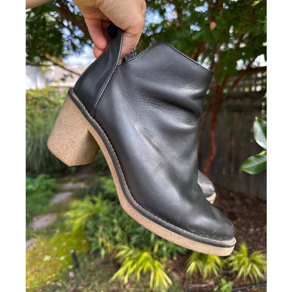 MIDAS Women's Black Leather Heeled Ankle Boots Size EU38/US 7.5-8